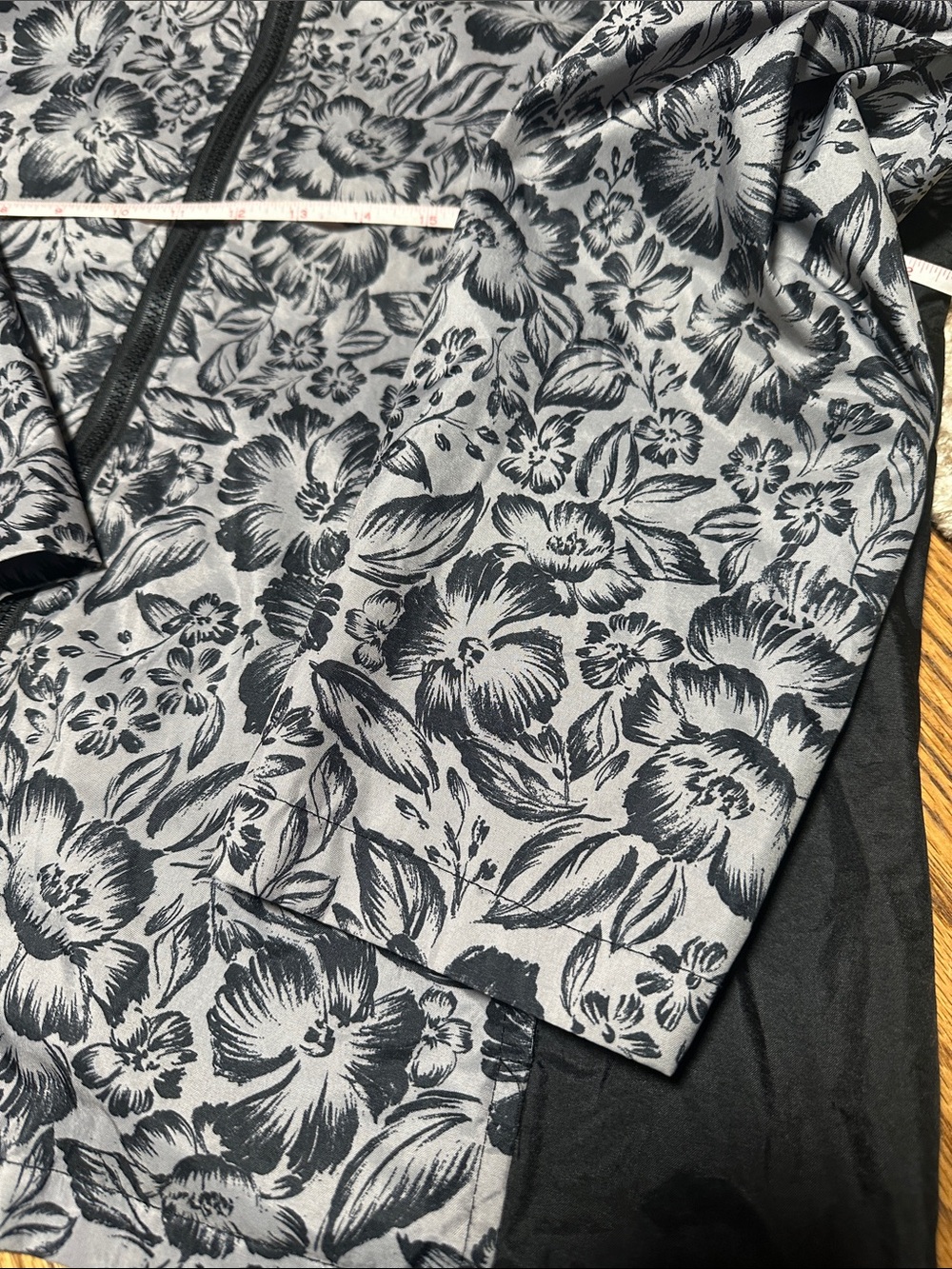 Floral Black and White Women's Rain Jacket - Picture 6 of 7